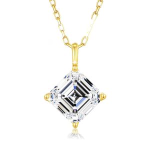 Pendentif en moissanite, argent sterling 925, coupe Asscher, chaîne de fiançailles, plaqué or, pour femme, à porter au quotidien - Product Image 2