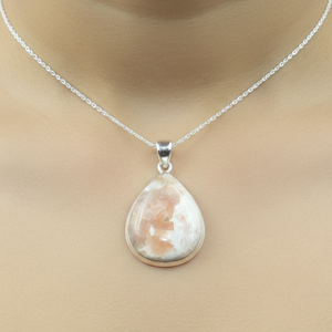 Natural Scolecite Teardrop Pendant <b>Necklace</b> 18K Yellow Gold Rose Gold Plated 925 Silver Crystal Healing <b>Boho</b> Jewelry Gift Women - Product Image 2