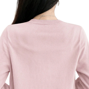 Cardigan en cachemire rose mélangé pour femme, col rond, boutons sur le devant, manches longues, cardigan court tricoté pour le printemps, l'automne et l'hiver - Product Image 4