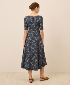 Robe en coton ajustée à col rond pour femme, manches courtes, coupe évasée décontractée, lavable et écologique - Product Image 2