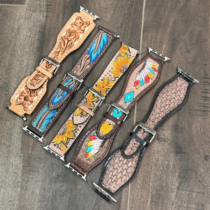 Best Selling Hand <b>Tooled</b> Leather <b>Watch</b> <b>Strap</b> Genuine Leather <b>Watch</b> Band 2025 New Gifts Western Gift Business Casual Fashion - Product Image 5