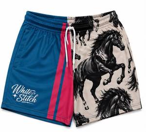 กางเกงขาสั้นชายหาดลายม้า แบรนด์ White Stitch โลโก้ด้านหน้า ผลิตจากโพลีเอสเตอร์ 100% แห้งเร็ว เอวยางยืด สวมใส่สบาย - Product Image 6