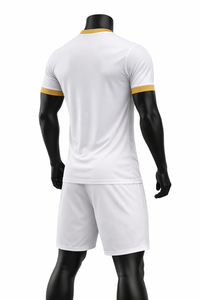 Conjunto de Uniforme de Fútbol Personalizado en Oro Blanco para Hombre, Camiseta y Pantalones Cortos de Fútbol Transpirables de Secado Rápido, OEM ODM - Product Image 6