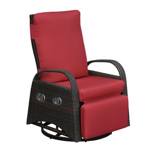 Sedia Reclinabile Girevole a 360 Gradi in Rattan con Cuscino per Uso Esterno in Patio, Veranda, Giardino - Product Image 1