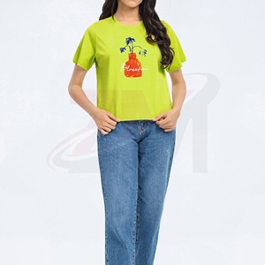 Camiseta de Algodón Lisa para Mujer, Corte Regular, Tejido Transpirable y Suave, Estilo Casual para el Verano, Uso Diario, Look Simple y Minimalista - Product Image 1