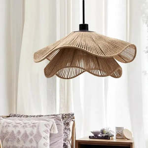 Wholesale Handwoven Hemp <b>Rope</b> Pendant <b>Light</b>, Coastal Straw Hat Design Ceiling Lamp for Dining Room, Living Room OEM ODM - Product Image 4