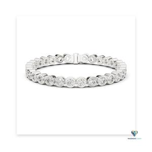 9.30 CT White <b>Gold</b> Round Lab Grown Diamond Bezel Set Tennis Bracelet in 18K <b>Solid</b> <b>Gold</b> - Product Image 6