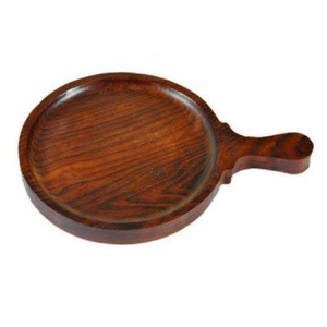 ถาดพิซซ่าไม้ทรงกลมแบบเรียบง่ายเป็นมิตรกับสิ่งแวดล้อม คุณภาพดี ทำจากไม้เนื้อแข็ง ใช้สำหรับเสิร์ฟ/ตัดพิซซ่า พร้อมหูจับ - Product Image 1