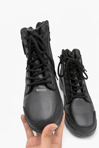Black Leather Safety Tactical Training Work <b>Boots</b> Anti-Slip Breathable Lace-up OEM ODM - Product Image 6