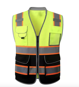 Veste de sécurité orange haute visibilité pour hommes, logo personnalisé, fermeture éclair, tissu en maille, veste de sécurité personnalisable, couleur au choix - Product Image 3