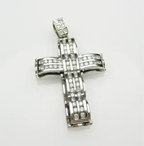 Collar con Colgante de Cruz de Moissanita, Plata de Ley 925, Chapado en Oro, Colgante con Incrustaciones de Diamantes, Joyería de Lujo, Regalo para Hombres y Mujeres - Product Image 1