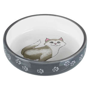 Mangeoire en céramique pour chat à mowque courte 0,3L/15cm, gris, gamelle et mangeoire pour animaux de compagnie - Product Image 1