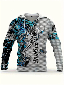 Nouveau Hoodie Unisexe Personnalisé OEM, Design 3D Marin, Streetwear, Sublimation, pour Tournoi de Pêche - Product Image 3