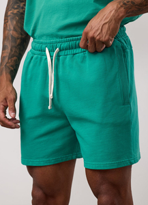 Shorts décontractés pour hommes en pur coton, taille mi-haute, avec cordon de serrage, délavés à l'acide, personnalisables, par le fabricant - Product Image 3