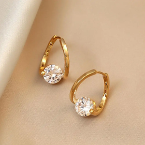 Pendientes de Aro Trenzados de Plata de Ley 925 con Moissanita, Joyería Fina de Lujo para Mujer, con una Sola Piedra Redonda de Diamante de Laboratorio - Product Image 5