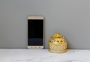 ชุดเตาเผาเครื่องหอมเซรามิกสีทองแบบอาหรับคุณภาพสูงพร้อมฝาปิด ขายส่ง - Product Image 3