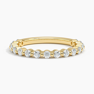 Anillo de media eternidad minimalista con diamantes de talla redonda y engaste compartido - Product Image 2