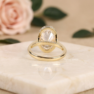 Anillo de Compromiso de Moissanita con Corte Ovalado, Chapado en Oro de 18K, Engaste de Garras, Chapado en Rodio, Plata de Ley 925, Joyería Romántica para Mujer - Product Image 3