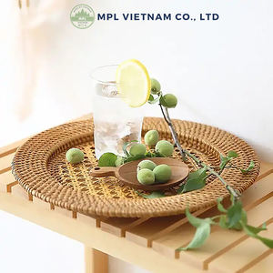 Assiettes de présentation en rotin naturel écologiques, vaisselle en osier faite à la main, 32 cm de diamètre, personnalisable, moderne, pour la maison et l'hôtel - Product Image 4