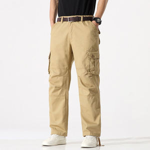 Pantalon cargo de luxe pour homme, coupe ample, en coton sergé fin, élégant, personnalisé, décontracté chic, avec poches latérales - Product Image 5