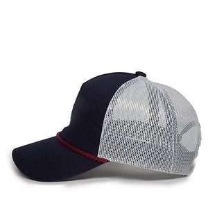 <b>Navy</b> <b>Blue</b> Mesh Trucker Hat With White Side Panels Adjustable Unisex 6-Panel Casual <b>Cap</b> Spring Summer Wear - Product Image 6
