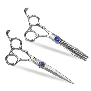 Ensemble professionnel de ciseaux de coiffure et d'éclaircissage en acier inoxydable avec ajusteur en strass - Product Image 2