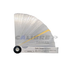 Calibrador de espesores de doble marcaje (métrico e imperial) TAIWAN CALIBRE 32 con hojas de 0.0015"-0.035" (0.04-0.88mm) de ABS y acero, precisión estándar - Product Image 1