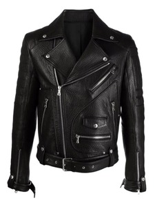 <b>Men</b> for Black Biker Leather <b>Jacket</b>-Eco-Friendly Windproof Streetwear - Product Image 1