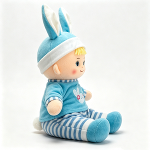 customized Blue bunny baby rag doll plush <b>toy</b>,toddler <b>soft</b> comfort doll, plush baby doll with bunny ear hat,<b>stuffed</b> bedtime doll - Product Image 2