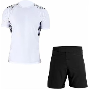 Maillot de bain de compression respirant à séchage rapide pour homme, blanc, à manches courtes, en néoprène, avec short noir, pour adultes - Product Image 1