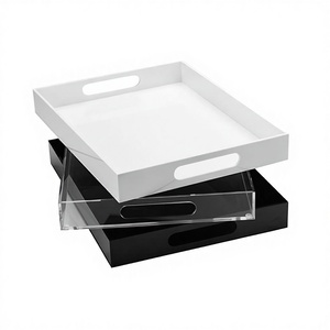 Plateau de service rectangulaire grande taille Tray-020L avec poignées, style bohème, décoratif, peint, multifonction, en plastique - Product Image 4
