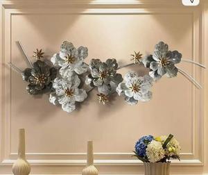 Modern Metal Floral Wall <b>Art</b> Silver Finish Handmade Decor for Home Decoration <b>Large</b> 33-40 Inch - Product Image 1
