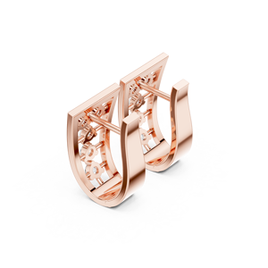 Pendientes de Aro Redondos de Plata de Ley 925 Chapados en Oro Rosa de 18K con Triple Banda de Circonitas, Estilo Bali, Lujo Contemporáneo para Mujer - Product Image 3
