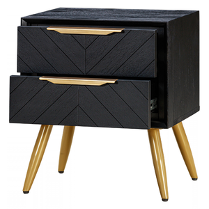 Table de chevet élégante en bois de la collection GALAXY, 2 tiroirs, meuble de rangement moderne pour chambre à coucher - Product Image 4