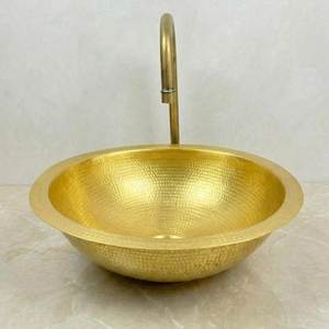 Classic Handmade Brass Wash <b>Basin</b> Premium Countertop Bathroom Vessel Sink Durable Decorative Luxury Interior Improvement Solutio - Product Image 2