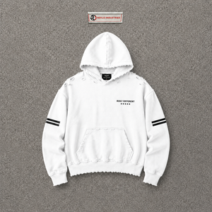 Sweat à capuche blanc surdimensionné personnalisé pour homme, effet vieilli, qualité supérieure, coupe décontractée, style streetwear urbain, skater, hip-hop - Product Image 5