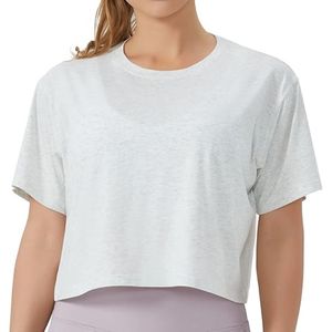 Wholesale Mint Green Boxy Women Yoga Crop Tops Cotton Blend Loose Style Durable Activewear Custom Tops - Product Image 5