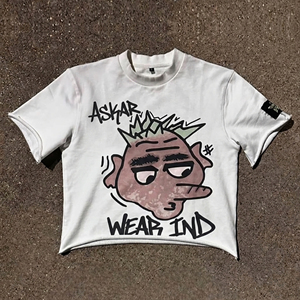 เสื้อยืดโอเวอร์ไซส์พิมพ์ลายตามสั่ง ผ้าฝ้ายออร์แกนิคที่ยั่งยืน แฟชั่นแนวสตรีท สไตล์คนเมือง เสื้อครอป - Product Image 1
