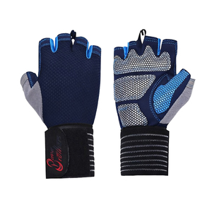 Gants de musculation unisexes avec sangles de poignet, demi-doigts, en nylon, taille L, protection complète de la paume - Product Image 1