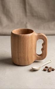 Wooden Geometric <b>Mugs</b> With Handle Minimalist Design Irregular Shape <b>Tea</b> Cups - Product Image 3