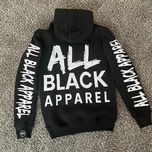 Sweat-shirt à capuche pour homme All Black Apparel, imprimé floqué, coupe classique, streetwear, coton tricoté, logo sur le devant - Product Image 4