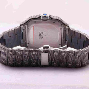 Luxury Men's Moissanite Diamond <b>Watch</b> Premium Quality <b>Black</b> Strap Reasonable <b>Black</b> Dial Window Made of Glass Designed <b>Watch</b> - Product Image 4