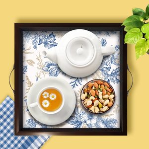 Bandejas de Servir Cuadradas de Madera con Diseño Textil Impreso, para Mesa de Comedor, Hogar y Oficina, Multiusos, para Regalo - Product Image 5