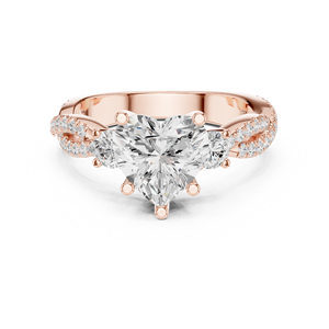 Bague de fiançailles de luxe en forme de cœur avec diamant, anneau de mariée à double sangle en or rose, or blanc, or jaune - Product Image 1