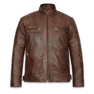 Customized Men Stylish Boxy Leather Bomber Jacket High Quality Windproof Leather Jackets for Men in low Price - Product Image 1