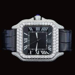 Best Selling Half Iced Luxurious Hip Hop Moissanite Diamond Square Case Shaped With Unique Featuring <b>Man's</b> Trendy <b>Wrist</b> <b>Watch</b> - Product Image 4