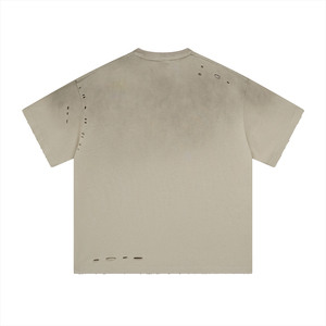 T-shirt formel pour homme personnalisé en coton 100% de haute qualité avec broderie vieillie et logo, style vintage délavé, vente en gros - Product Image 6
