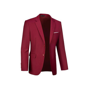 Men's <b>Red</b> <b>Wool</b> Blend Blazers British Style Notched Collar Single Breasted Regular Fit - Product Image 6
