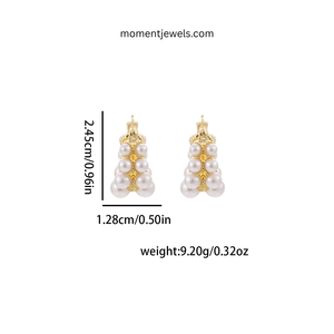 Pendientes Colgantes Circulares Hechos a Mano para Mujer, con Baño de Agua, Aleación de Zinc, Perlas Artificiales - Product Image 5
