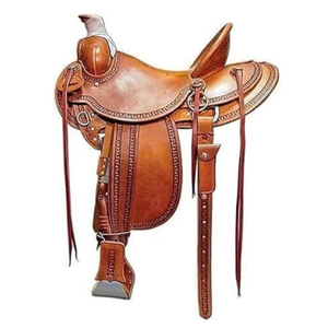 Selle de cheval Western classique Wade en cuir marron de qualité supérieure pour le cowboy, le ranch, le roping, l'équitation sur sentier, équipement équestre durable avec étriers - Product Image 3